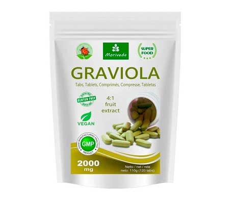 MoriVeda® - Graviola tabletas 120 x 2000mg extracto de fruta 4:1 vegano, producto de calidad (1x120 Tabs)